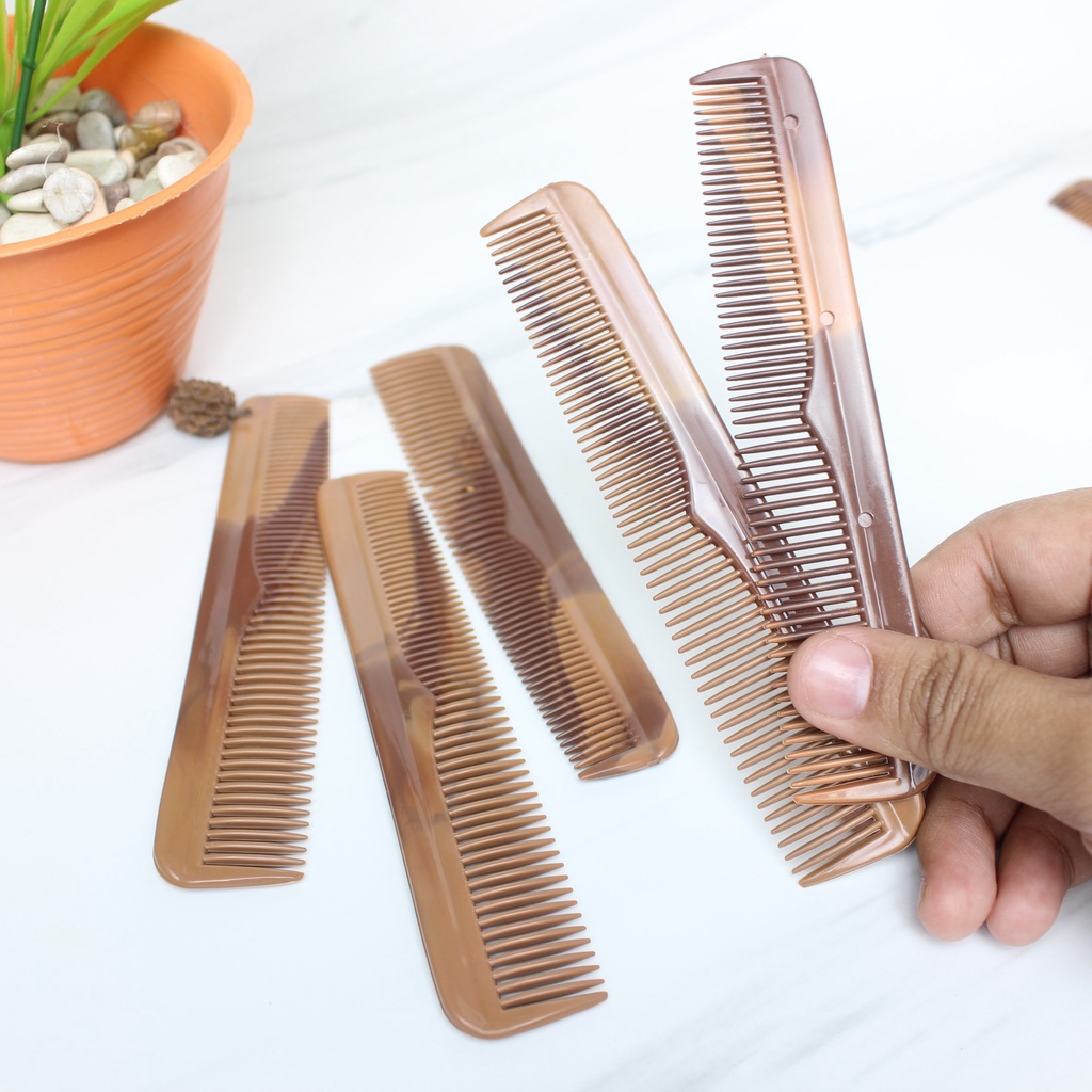 12 pcs (1 lusin) Sisir Rambut Pria Saku Warna Coklat