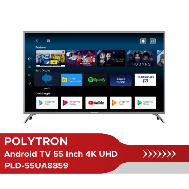 Polytron LED Android TV 55&quot; 4K UHD Digital TV Smart 55UA8859 Youtube