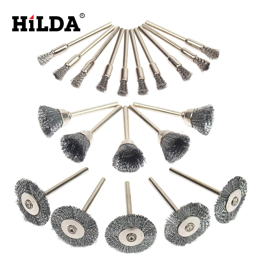 Import HILDA Steel Wheel Dremel Wire Brush Set Dremel Tools Accessories Burr Abrasive Head