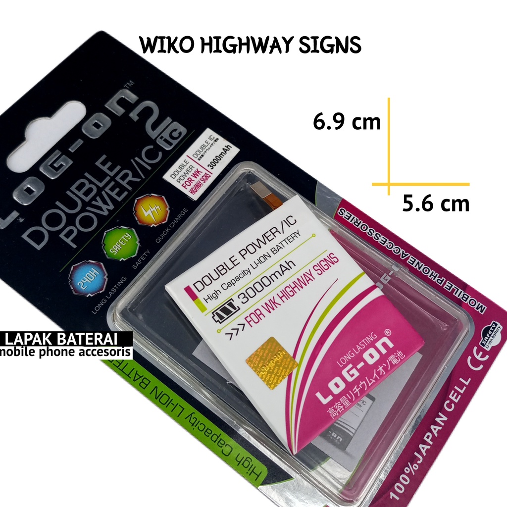 LOG - ON Baterai Wiko Highway Signs Double IC Protection Battery Batre