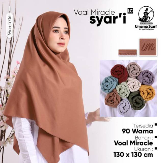 TERMURAH VOAL MIRACLE SYARI UMAMA SCARF / JILBAB HIJAB SEGIEMPAT LASER CUT SYARI UMAMA ORIGINAL