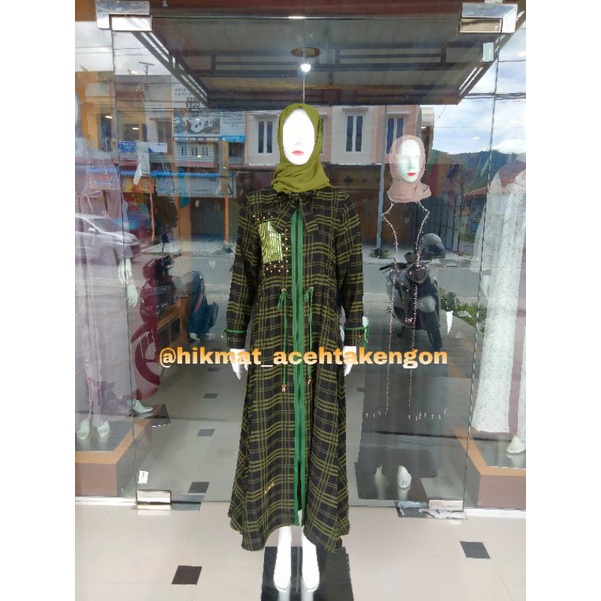 Abaya Hikmat Kode C2688 Colour Green & Brown