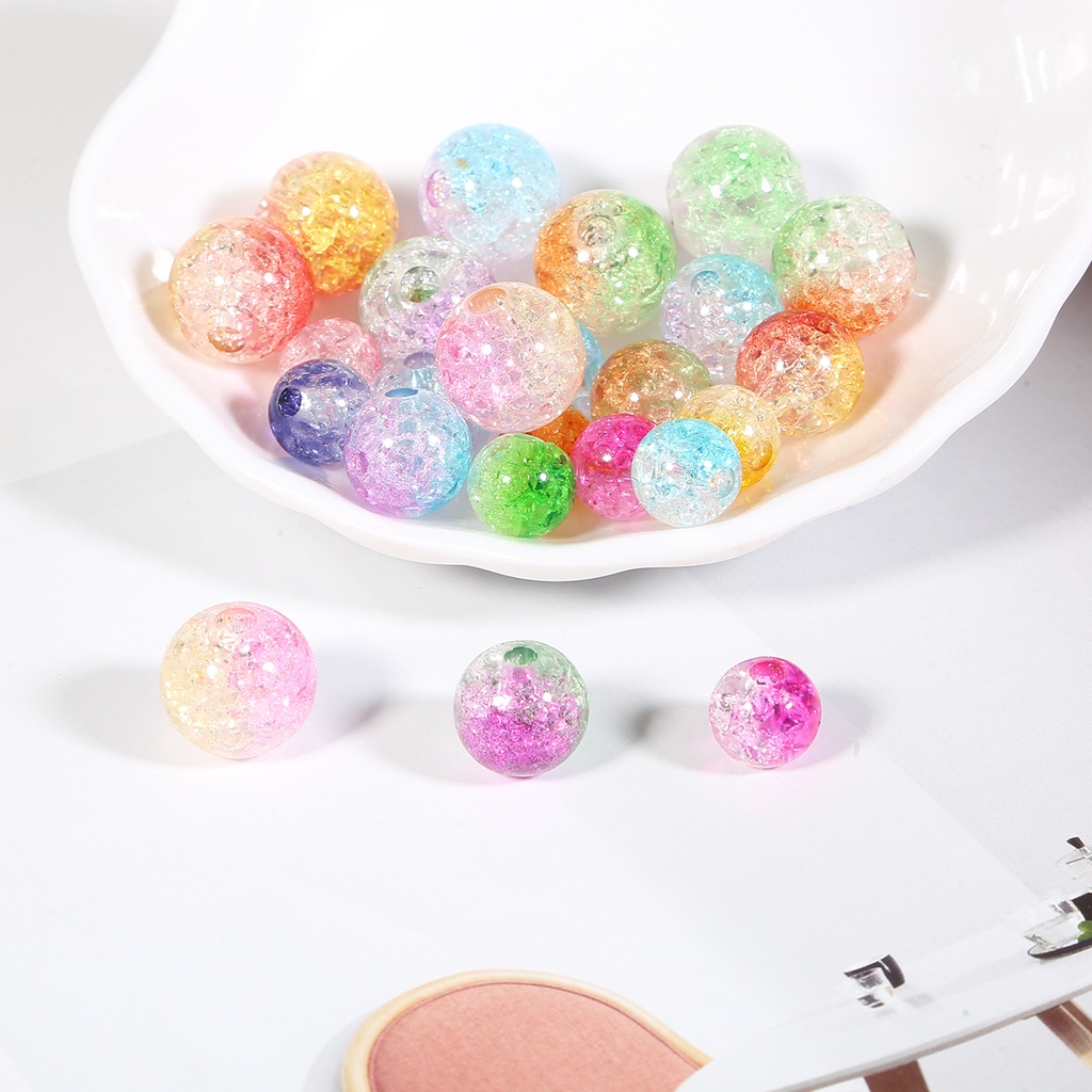 20-100Pcs 8/10/12/14mm Two-Tone Color Round Glass Crackle Beads Loose Spacer Beads For Jewelry Making DIY Bracelet &amp; Necklace