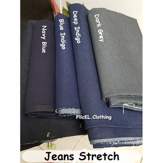 Bahan Kain Jeans Melar Stretch Denim Cotton Katun Polos Bahan Kain Jeans Melar Stretch Denim Cotton Katun Polos