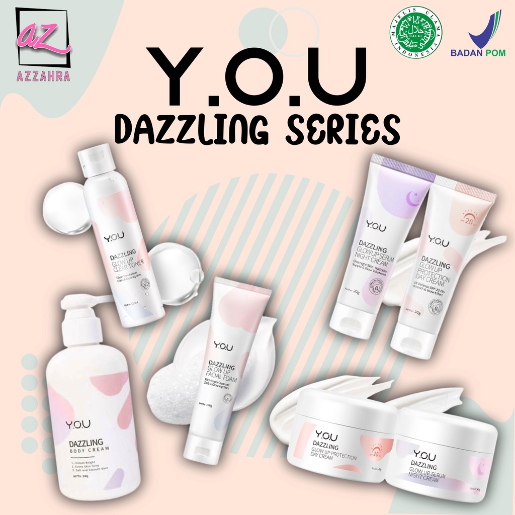 YOU Skincare YOU Dazzling Glow Up Series | Facial Foam | Toner | Day &amp; Night 20 40 | Tone Up | Body Cream