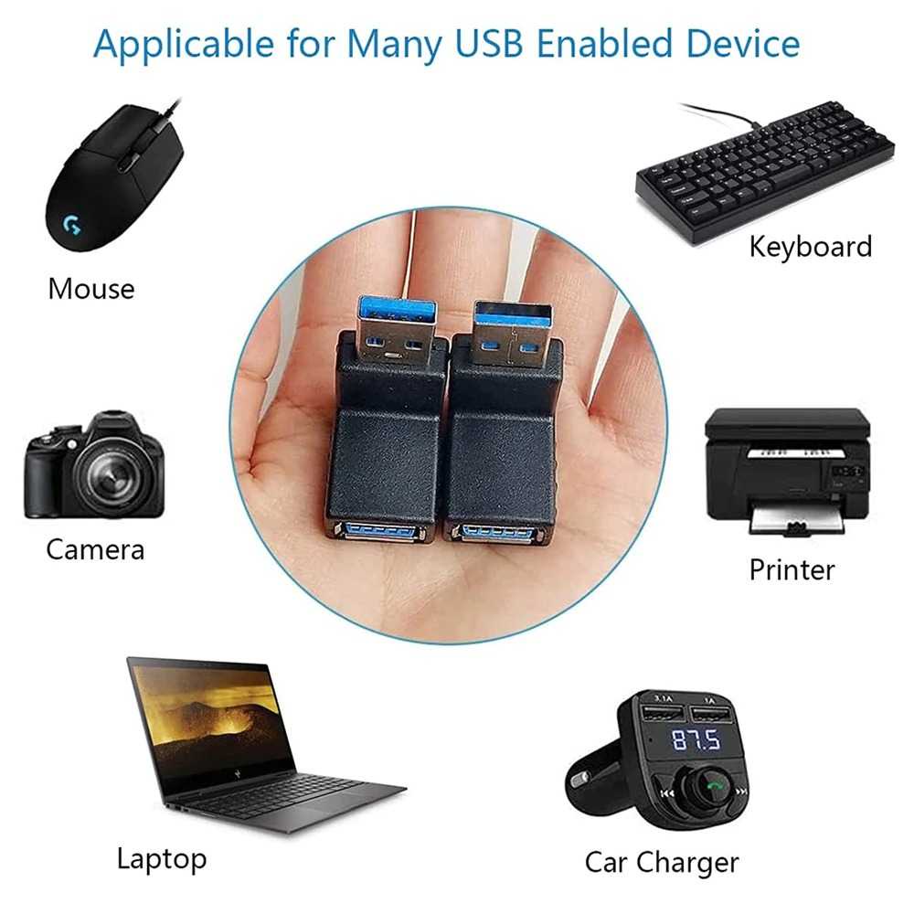 Konverter Bentuk L Shape USB 3.0 Type A Male ke A Female Transfer 5 Gbps FBESTY19 - 7CUA08BK