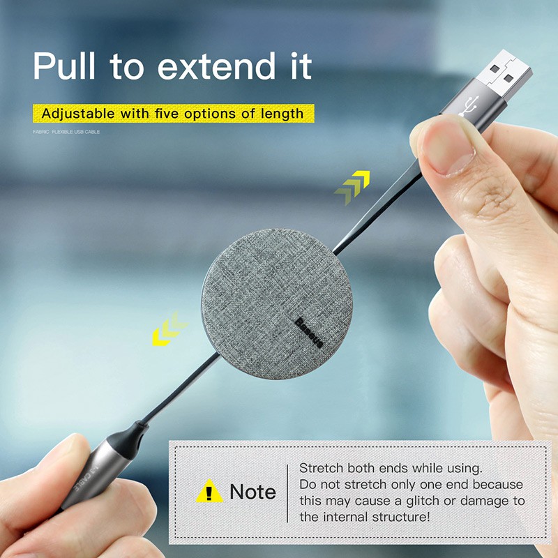 Baseus Kabel Data / Charger 3 in 1 USB Tipe C / Micro USB Bahan Kain Flexible Untuk Phone