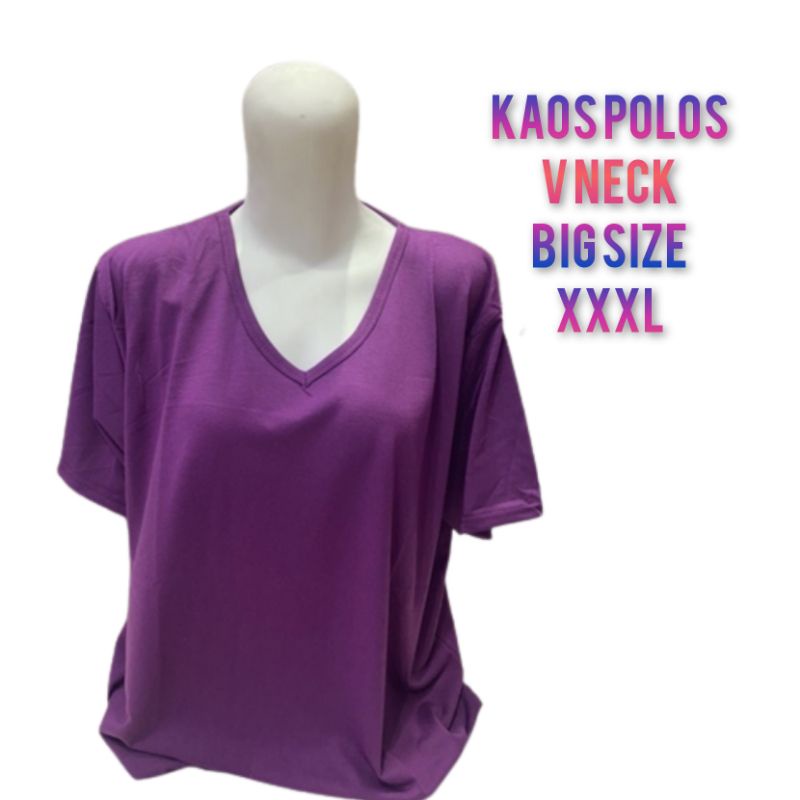 Kaos Polos Super Jumbo Kaos Big Size V Neck Lengan Pendek Kaos Deker Pendek Kaos V neck XXXL SUPER J