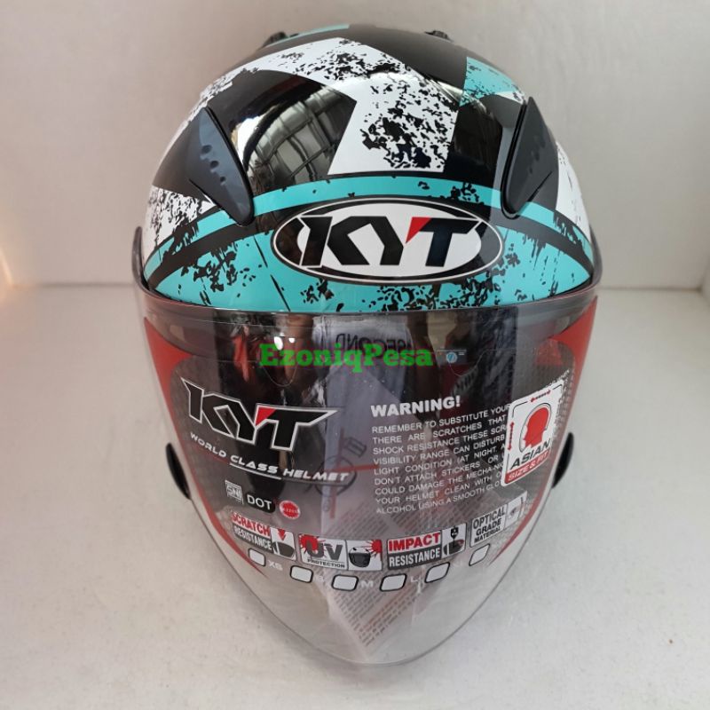 HELM KYT GALAXY SLIDE FLAT R MOTIF SERI #5 BLACK AQUA BLUE