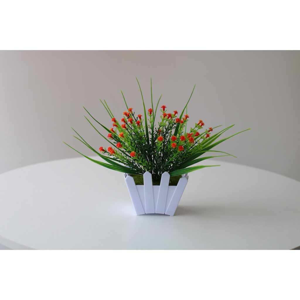 FYGALERYSURABAYA PT53 Pot Tanaman Hias Bunga Hias Plastik Ornamen Pot Bongsai Artificial Flower Decoration