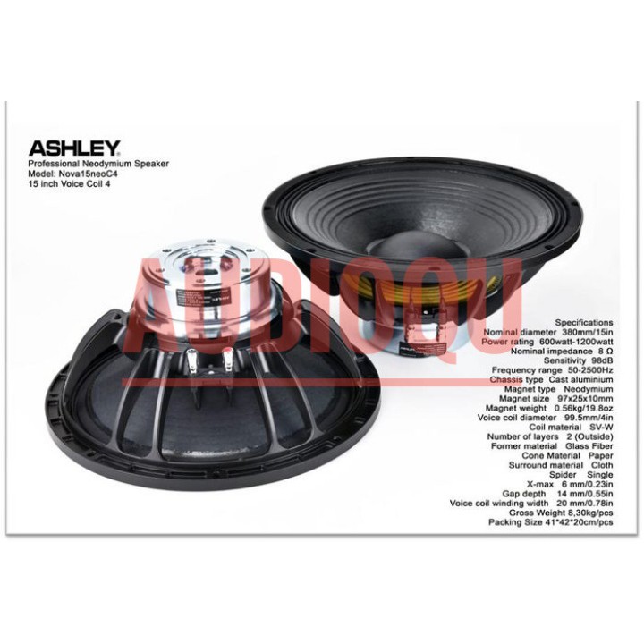 Speaker Component Ashley NOVA15NEO C4 Woofer 15 Inch Neodymium