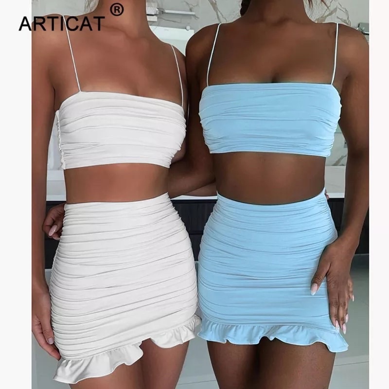 Baju wanita bodyfit baju pantai ootd bali bralette crop top skirt rok mini ruffles