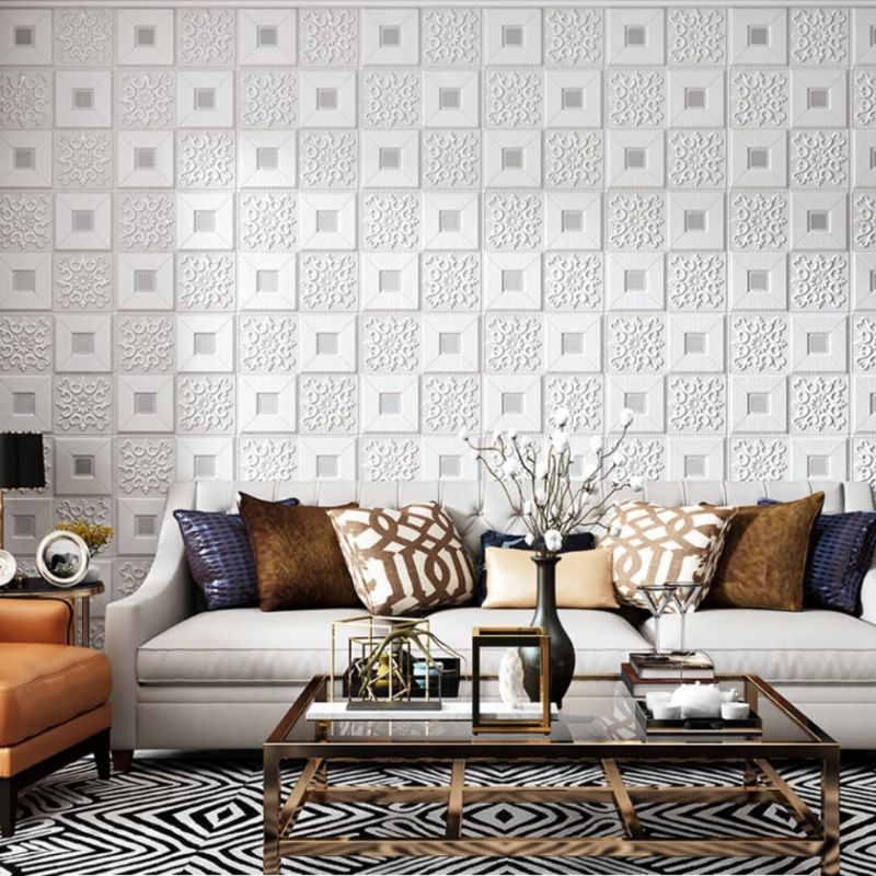 WALLPAPER DINDING 3D FOAM MOTIF BATIK-Batik Putih