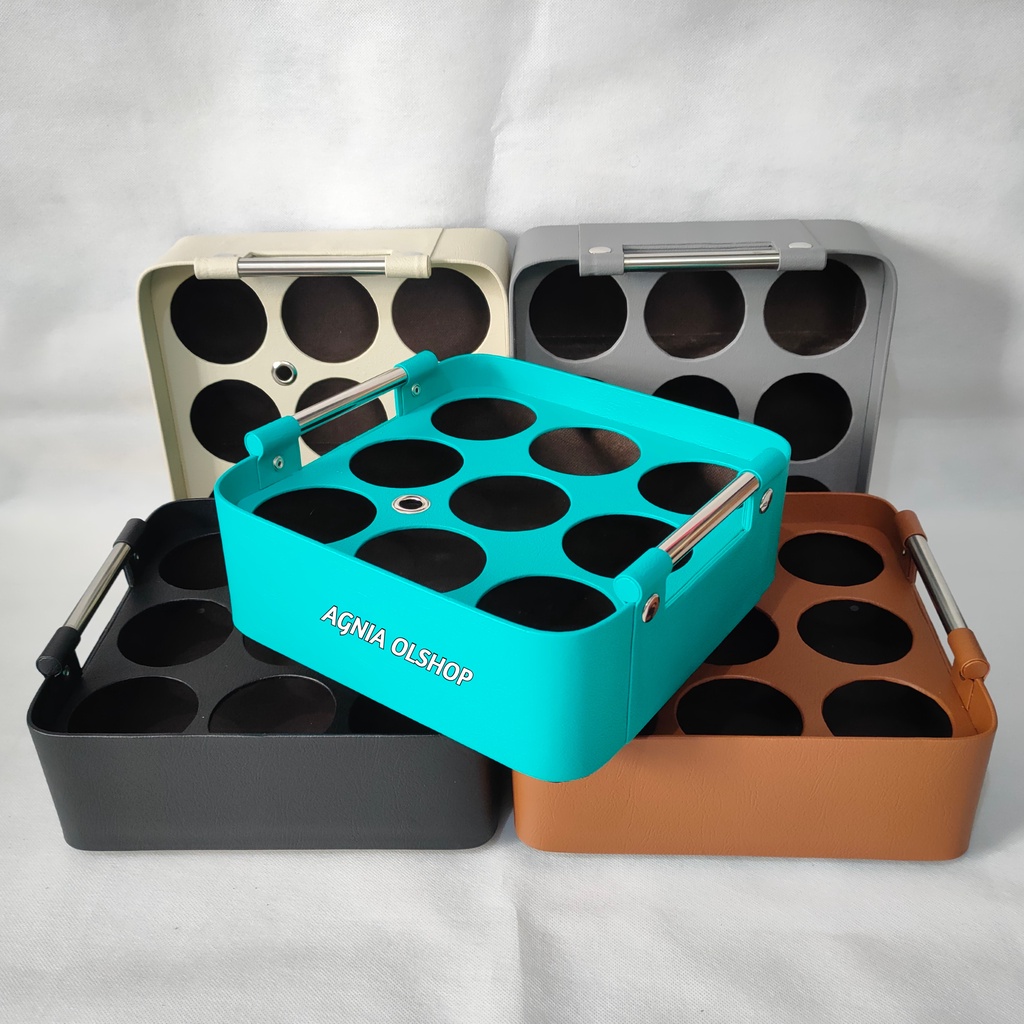 Keranjang Air Mineral Gelas Isi 9 Cup Model Oval Wadah Aqua Gelas Plastik Rak Air Mineral Gelas Temp