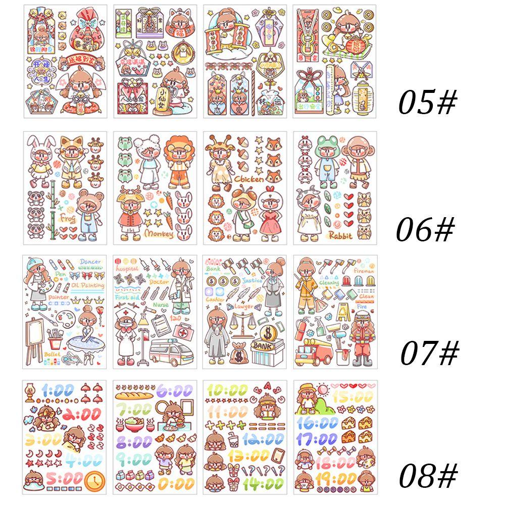 Agustina Kawaii Stiker Kawaii 4lembar Alat Tulis Sekolah Jurnal Aksesoris Scrapbooking Self Adhesive Kawaii Stationery Sticker