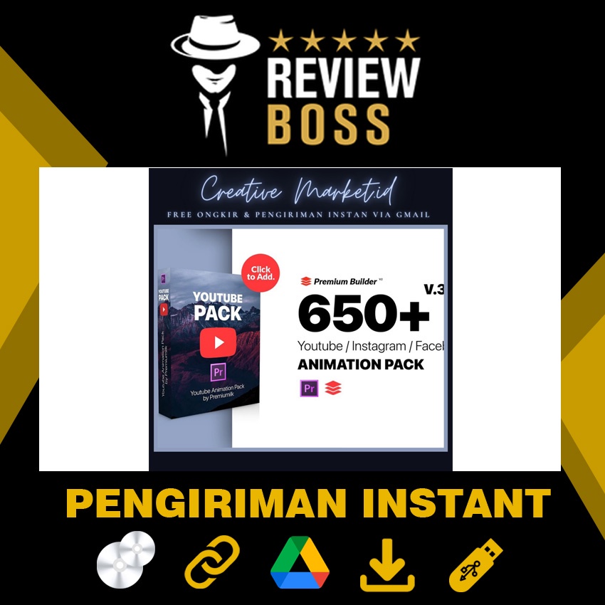 BUNDLE 650 YOUTUBE PACK EXTENSION TOOL MOGRTS PREMIUM FOR PREMIERE & AFTER EFFECT TEMPLATE LIFETIME 