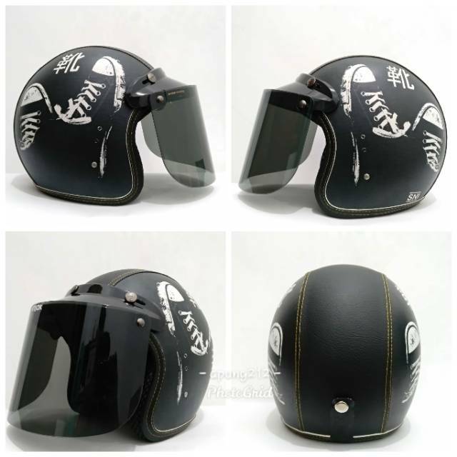 Helm Bogo Dewasa Karakter Full Print Kaca Datar Shopee Indonesia