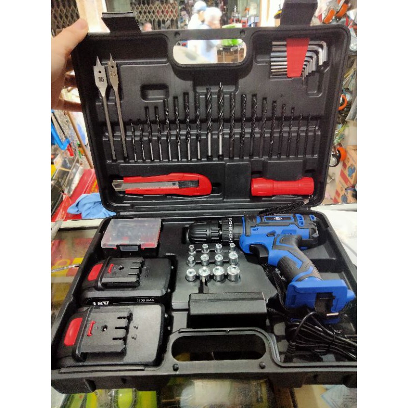 mesin bor cas set H&amp;L 912 2batterai /bor baterai setH&amp;L 18v/bor cordless set H&amp;L (bisa buat beton )