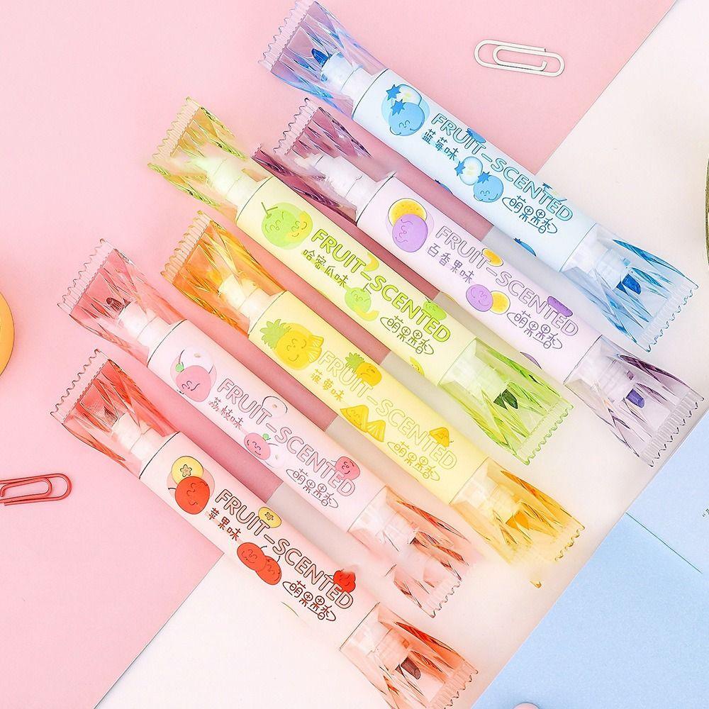 Preva 6PCS/Set Stabilo Pena Set Good-looking Kreatif Alat Tulis Menggambar Graffiti Rasa Buah Alat Tulis Pena Warna