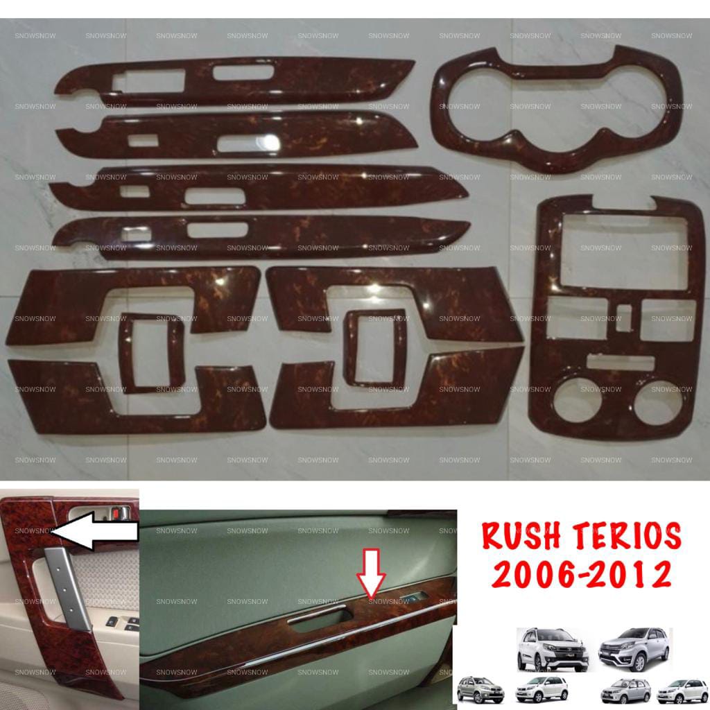 Paket Lengkap Panel Dashboard Power Window Door Trim Pintu Dalam Rush Terios Lama 2007 2012 2014 Wood