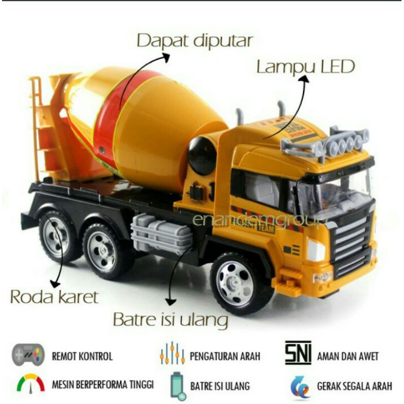 mainan remote kontrol rc truk molen semen