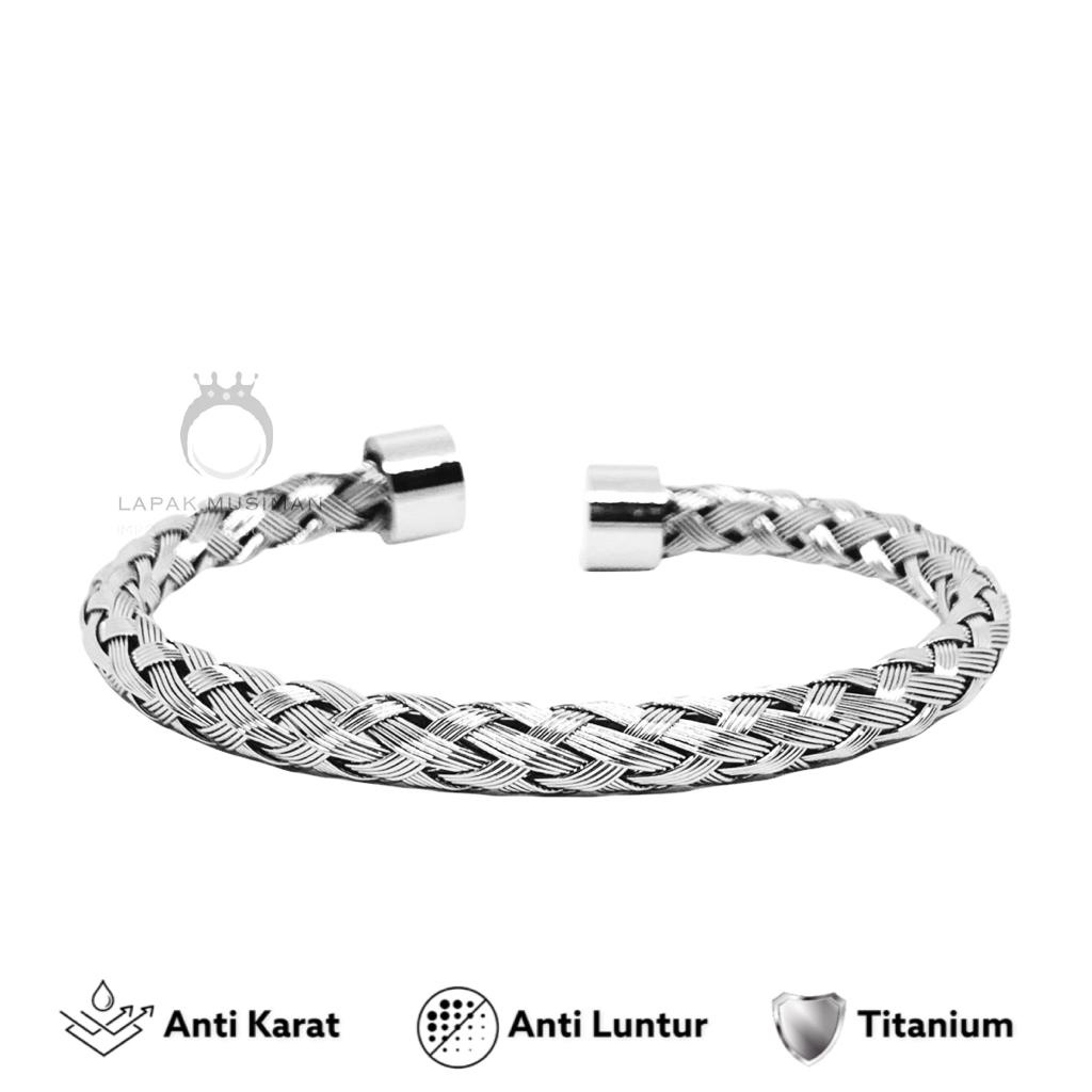 [Bayar di Tempat] Gelang Pria Titanium Anti Karat Gelang Titanium