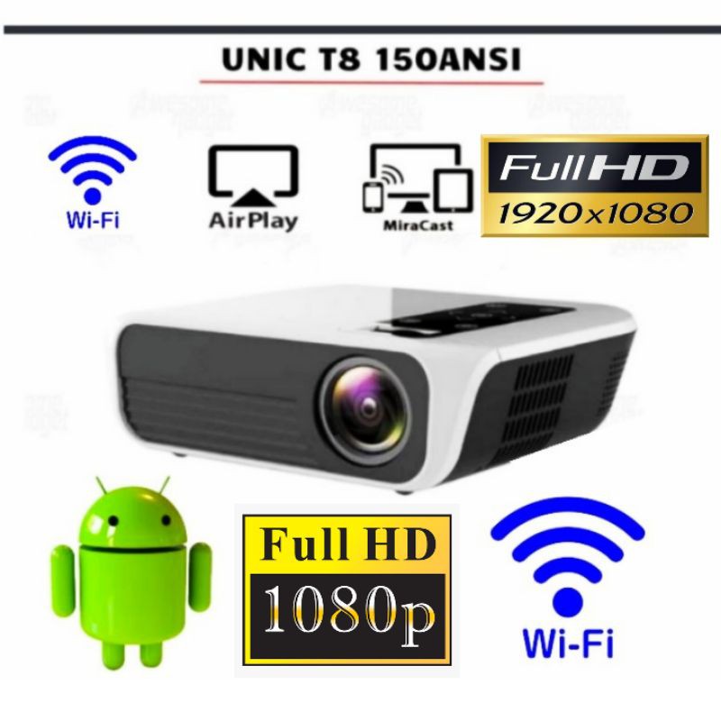 Proyektor UNIC T8 Android Projector 150 ANSI Native Full HD 1080P Proyektor