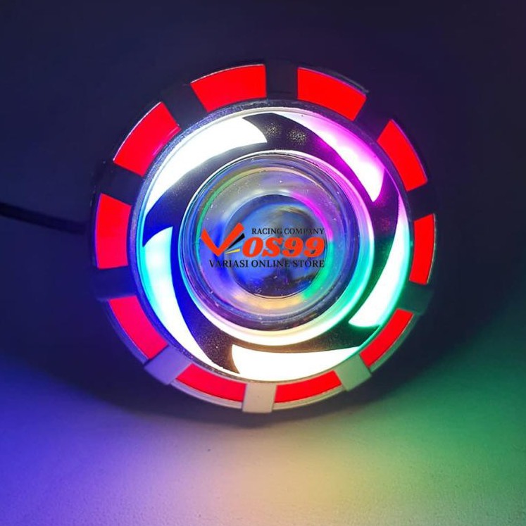 LAMPU DEPAN LED PROJIE MINI/LAMPU LED PROJEKTOR LENS 2.5 INCH MODEL LAMPU LASEER - BULAT RAINBOW