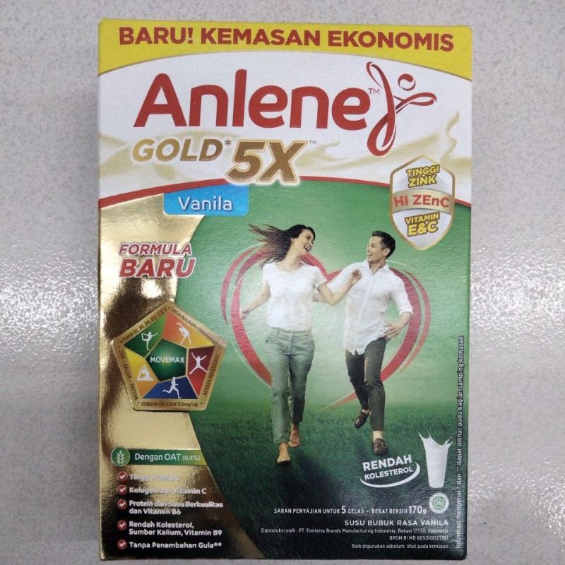 

Anlene Gold 5X Susu Bubuk Vanila 170g - Nutrisi Tulang, Sendi, dan Otot