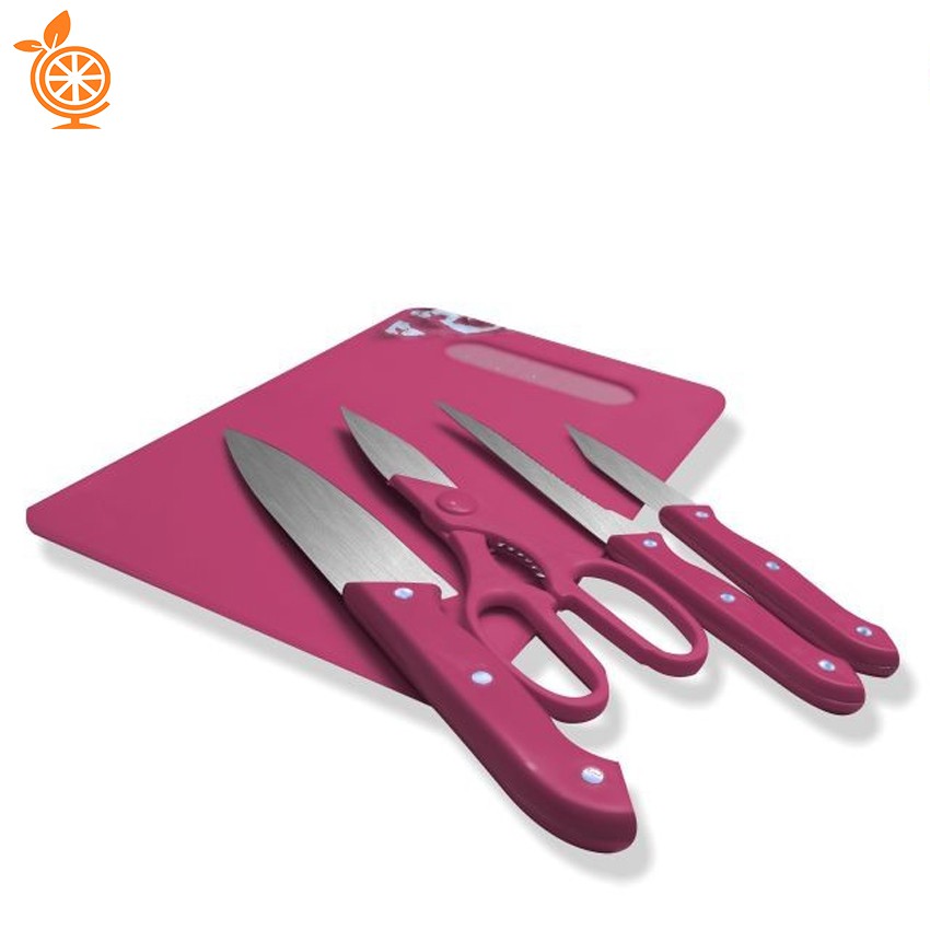 Pisau Set Warna Stainless + Talenan Dapur Daging Buah Sayur Multifungsi