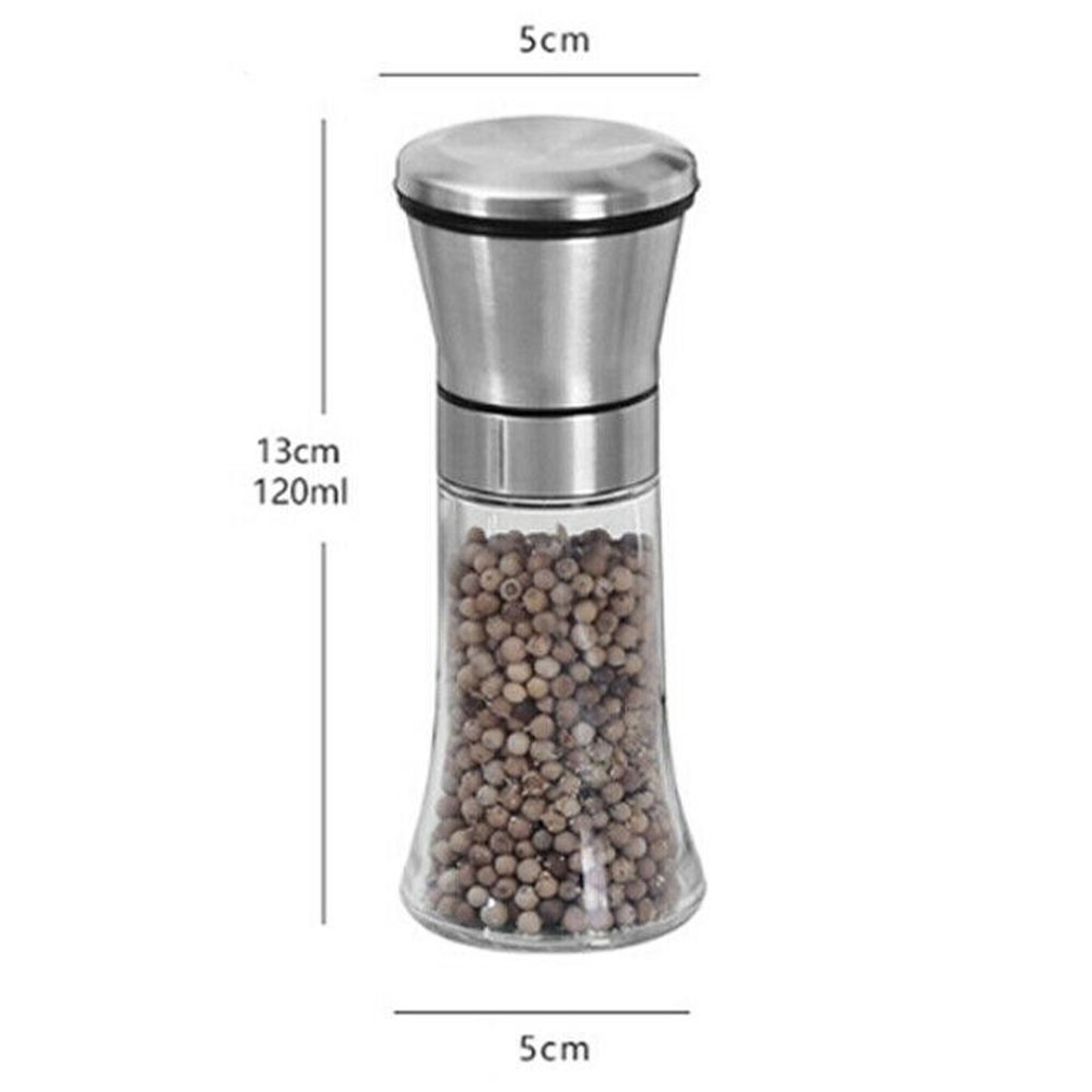 Penggiling Biji Lada Manual Spice Pepper Mill Grinder 120ML C120 Silver