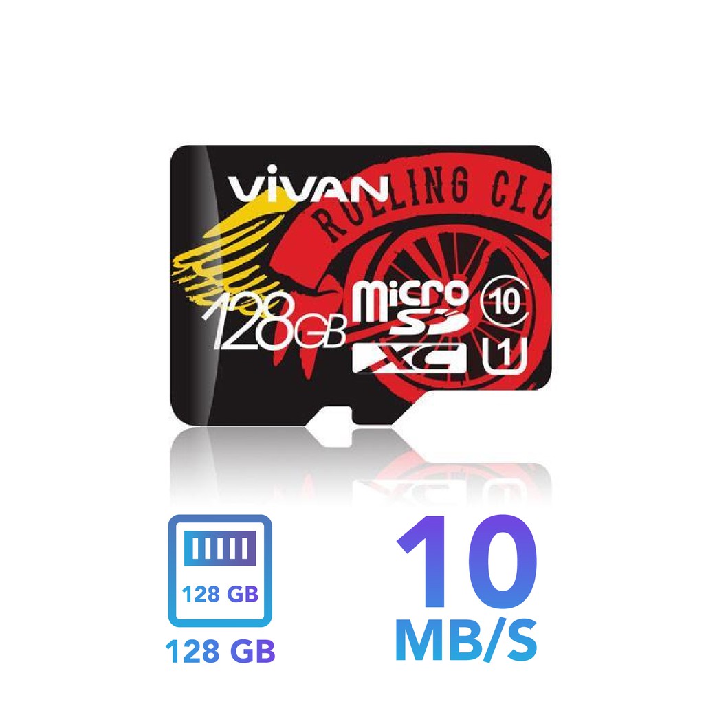 Micro SD V128U10 128G Class 10 TF Card - Black + Red - Garansi Resmi 1 Tahun