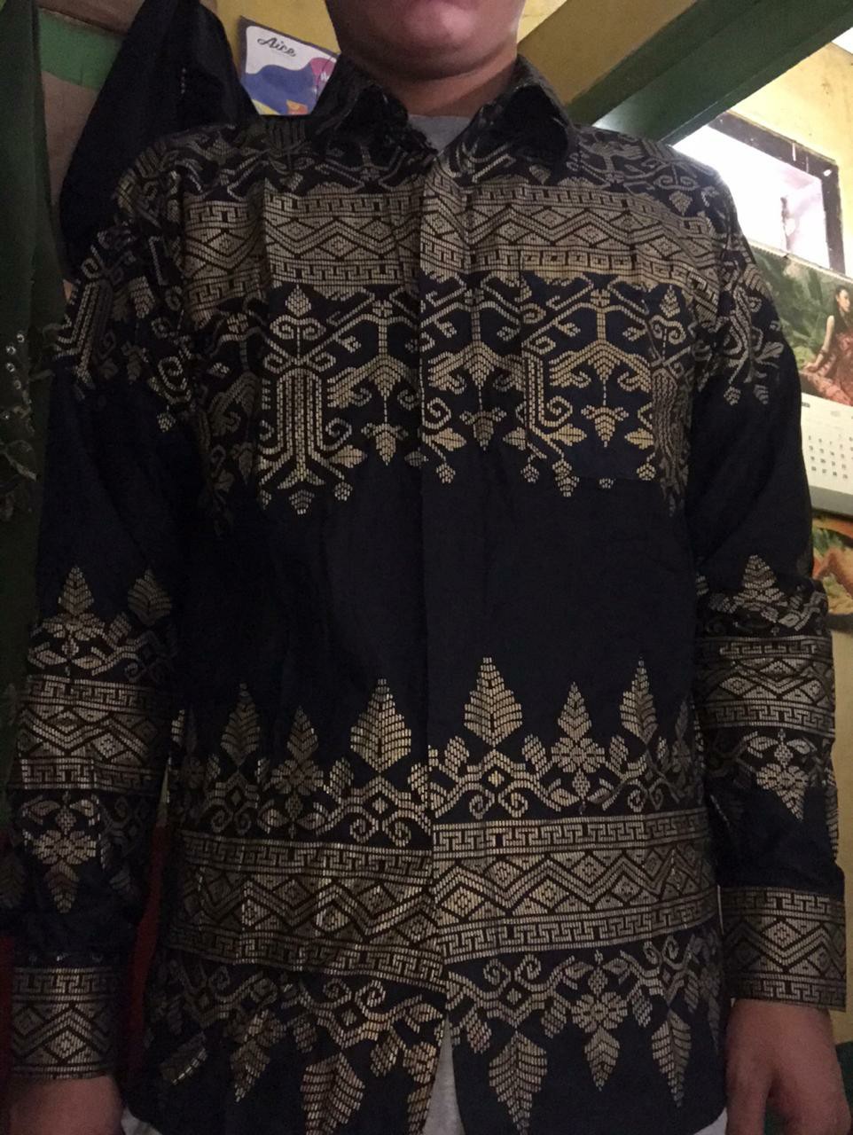 Kemeja Batik / Hem Batik Lengan Panjang Prada Mahkota Gold Silver Terbaru