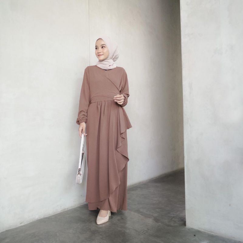 NABILLA MAXI DRESS CRINCLE AIRFLOW ,DRES PESTA KONDANGAN TERBARU, Gamis remaja kekinian