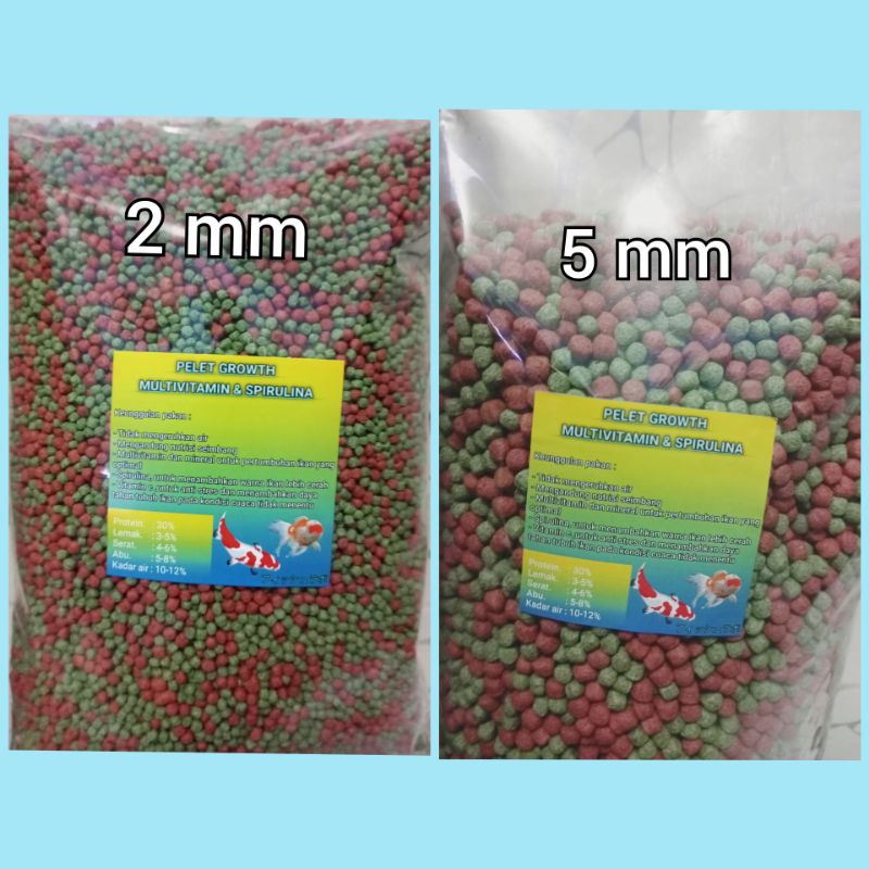 Pelet growth multivitamin dan spirulina 1kg / pelet growth / pelet ikan / pelet koi / pakan koi / pakan ikan / pelet spirulina / pelet ikan hias / pakan ikan hias