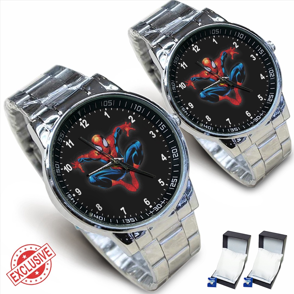 (Exclusive) Jam Tangan SPIDER-MAN Motif 3 Rante Couple / Satuan