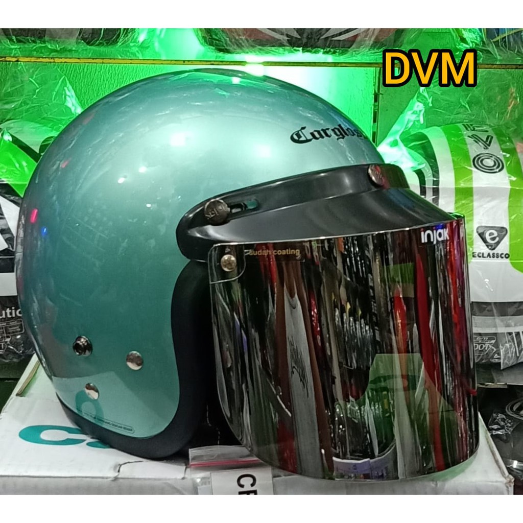 helm bogo retro cargloss cfm (original) kaca flat silver iridium SNI