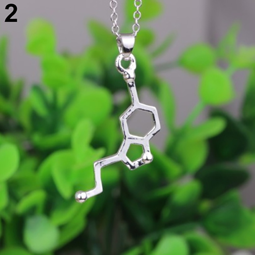 Hu Hu Hu Hu Hu Alat Bantu Pasang Kacamata♡ Kalung Rantai Dengan Liontin Molekul DNA Serotonin Dopamine Acetylcholine Biochemistry