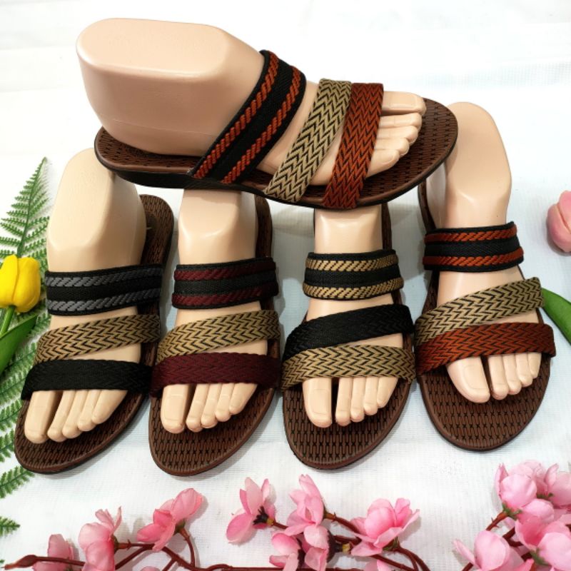 sandal wanita murah ban 3 garis Felonie SD 01. sandal turki rajut terbaru...!