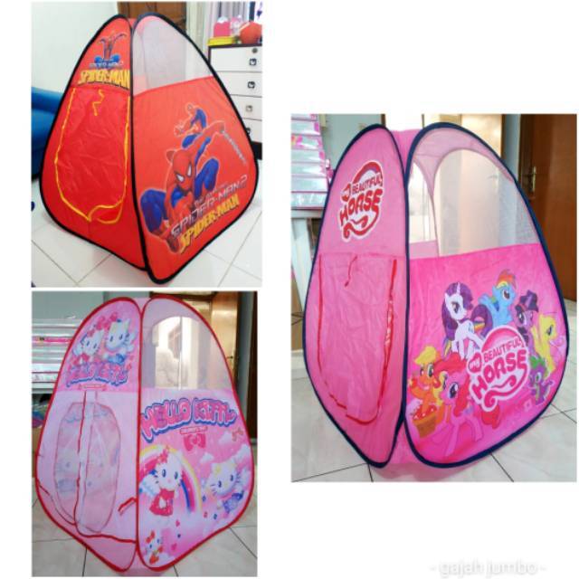 Tenda Anak Model Segitiga Pop Up Tent Portable Tanpa Tiang Bisa Dilipat Lipat Masuk Tas Murah Anak K