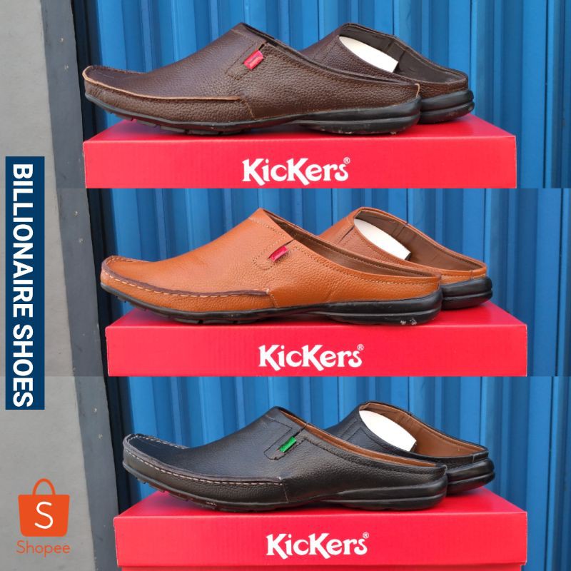 Sepatu sandal slop kickers kulit asli / Sandal sepatu slop pria