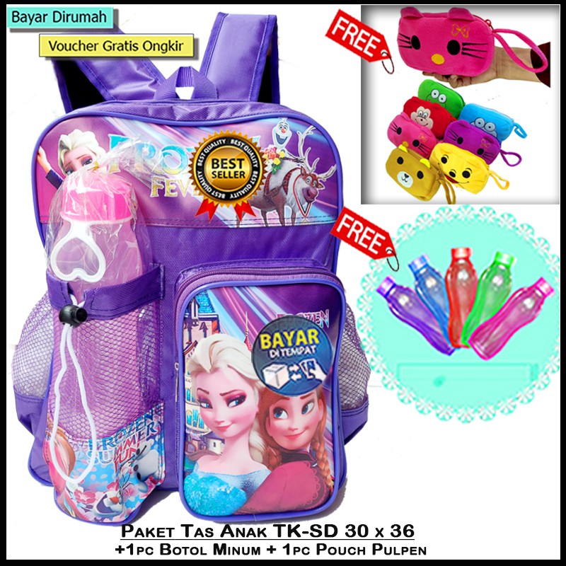 [Paket] Tas Sekolah Anak TK-SD (Tas Botol Minum pouch Pulpen) Tas Sekolah Anak SD Perempuan Tas TPA