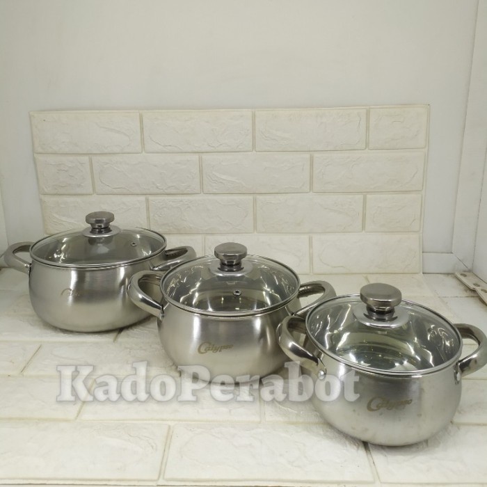 panci calypso stainless tutup kaca pcs - 20cm MEGA STORE