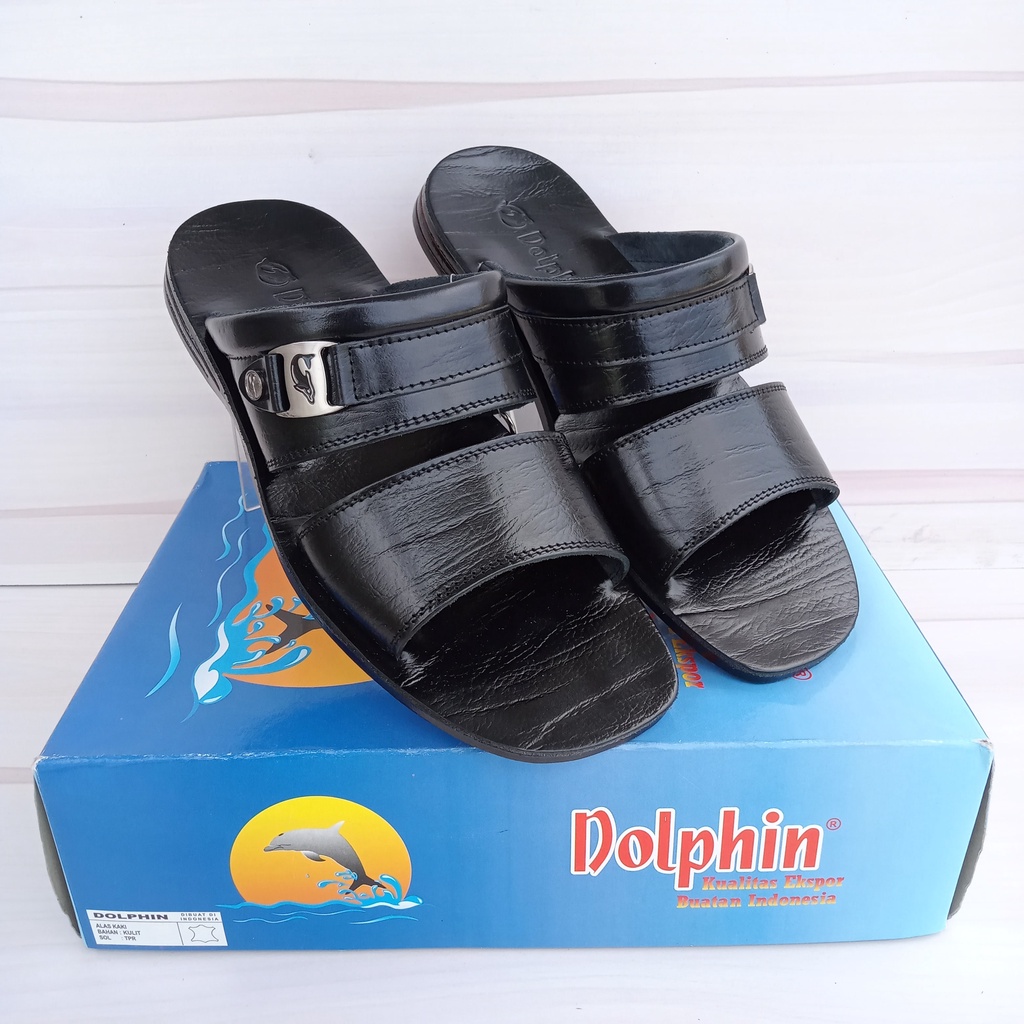 Dolphin D.25 sandal slide kulit asli pria original / sandal kulit asli pria dolphin