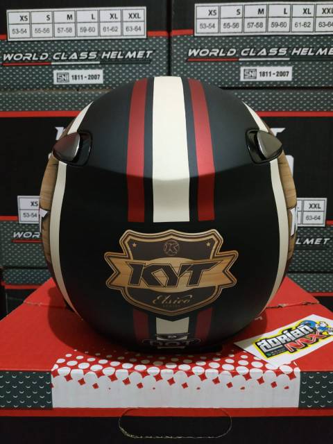 HELM KYT ELSICO MOTIF 4 BLACK DOFF CREAM HELM RETRO KYT ELSICO ORI MOTIF MURAH HELM BOGO HELM KLASIK-2