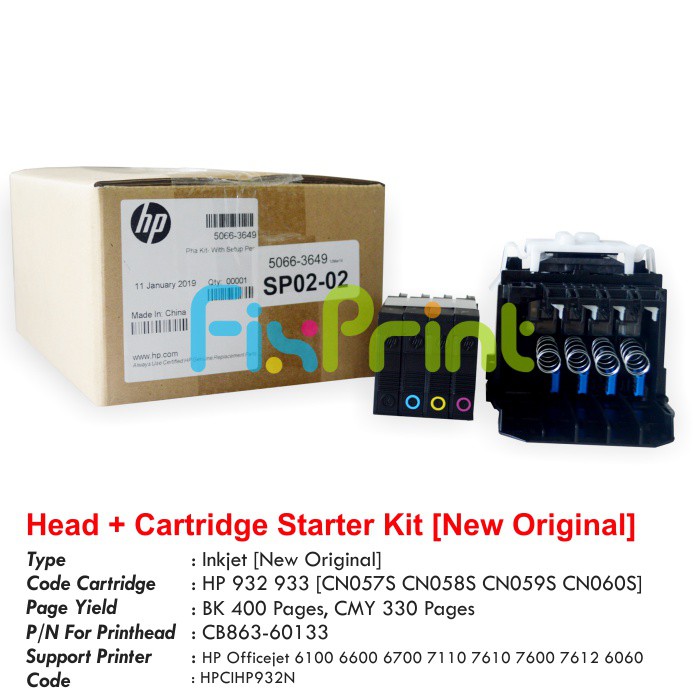 Print Head + Cartridge Tinta 932 933 Original HP Officejet 7610 7612 7110 7600 Printhead Kit HP 7610