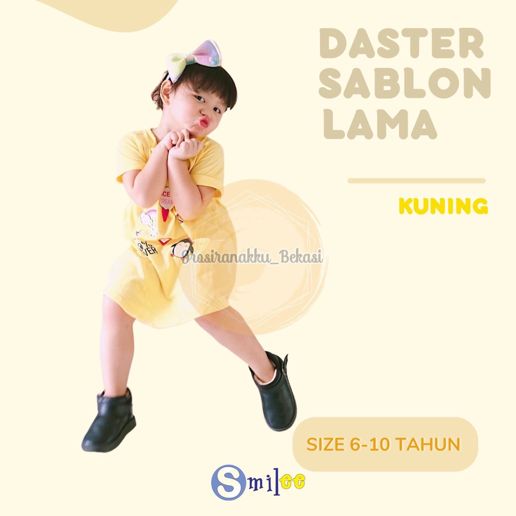 Daster Anak Smile Sablon Junior Motif Kuning Ice Cream Size 6-10Thn