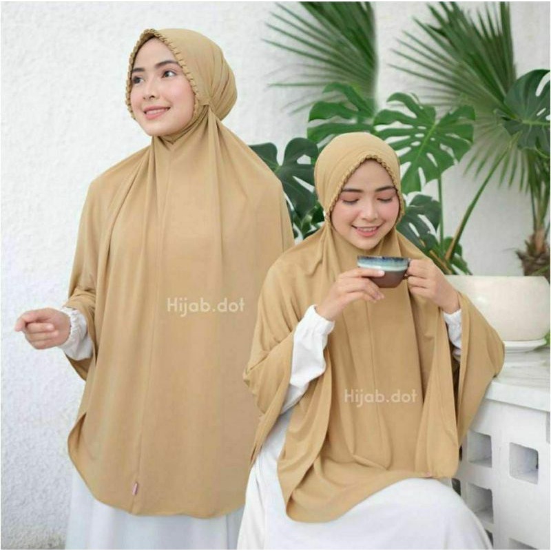 JUMBO XL Jilbab KCB HUSNA Jersey Super Khimar Syar'i Bergo Lipit Terlaris
