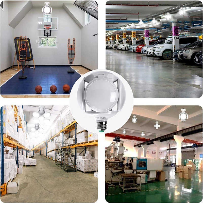 Lampu LED Football Lamp 28w 40w E27 28 40 w Bohlam Lipat Lingkaran Bulat Fan Blade Bulb Putih Unik Ufo E 27