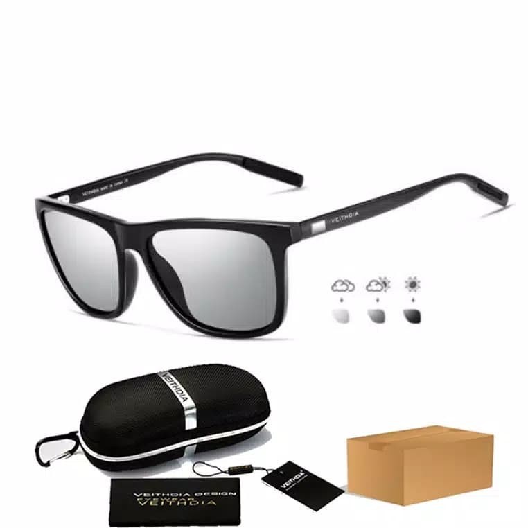 Kaca Mata Hitam VEITHDIA 6108 Original Kacamata Photocromic Polarized Sunglasses UV400 Polarisasi